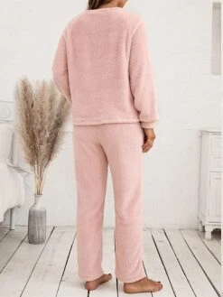 Women's Fuzzy Pajama Sets Pure Color Fashion Casual Soft Home Daily Bed Polyester Warm Breathable Crew Neck Long Sleeve Pant Fall Winter Black Pink 27 Women's Fuzzy Pajama Sets Pure Color Fashion Casual Soft Home Daily Bed Polyester Warm Breathable Crew Neck Long Sleeve Pant Fall Winter Black Pink -Ladies Pajamas Store vdgbrn1689581348865
