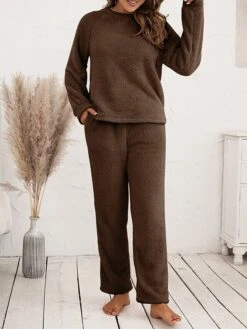 Women's Fuzzy Pajama Sets Pure Color Fashion Casual Soft Home Daily Bed Polyester Warm Breathable Crew Neck Long Sleeve Pant Fall Winter Black Pink 40 Women's Fuzzy Pajama Sets Pure Color Fashion Casual Soft Home Daily Bed Polyester Warm Breathable Crew Neck Long Sleeve Pant Fall Winter Black Pink -Ladies Pajamas Store vfqkim1689581369110