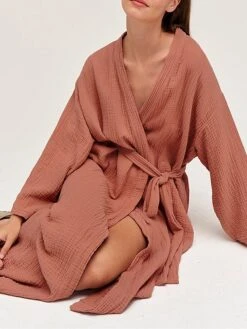 Women's Pajamas Bathrobe Robes Gown Pure Color Simple Casual Comfort Home Daily Bed Cotton Breathable V Wire Long Sleeve Pocket Summer Fall Orange Brown 21 Women's Pajamas Bathrobe Robes Gown Pure Color Simple Casual Comfort Home Daily Bed Cotton Breathable V Wire Long Sleeve Pocket Summer Fall Orange Brown -Ladies Pajamas Store vfyosl1693206727430