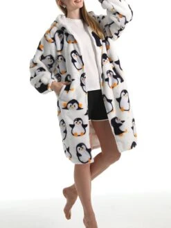 Women's Robe Penguin Plush Casual Comfort Home Daily Bed Flannel Warm Breathable Hoodie Long Sleeve Pocket Fall Winter White 13 Women's Robe Penguin Plush Casual Comfort Home Daily Bed Flannel Warm Breathable Hoodie Long Sleeve Pocket Fall Winter White -Ladies Pajamas Store vhmagd1695373702798