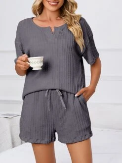 Women's Plus Size Loungewear Sets Pure Color Casual Comfort Soft Home Street Daily Polyester V Wire Short Sleeve T Shirt Tee Shorts Pocket Summer Spring Black Pink 37 Women's Plus Size Loungewear Sets Pure Color Casual Comfort Soft Home Street Daily Polyester V Wire Short Sleeve T Shirt Tee Shorts Pocket Summer Spring Black Pink -Ladies Pajamas Store vifbpa1679463226147