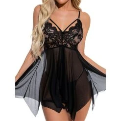 Women's Plus Size Sexy Bodies Sets 2 Pieces Pure Color Ultra Slim Hot Comfort Xmas Home Christmas Bed Lace Breathable Straps Sleeveless Backless Fall Winter Black Pink -Ladies Pajamas Store vlznpo1694742400666