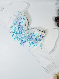 Women's Rhinestone Corset Bustier Feather Undergarments Home Daily Bed Polyester Breathable Straps Sleeveless Backless Summer Spring Black White -Ladies Pajamas Store vnedlw1696315683668