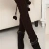 Women's Pom Pom Leg Warmers Over Knee Knited Pure Color Casual Comfort Soft Home Street Daily Acrylic Warm Fall Winter Cream Color Black 1 Women's Pom Pom Leg Warmers Over Knee Knited Pure Color Casual Comfort Soft Home Street Daily Acrylic Warm Fall Winter Cream Color Black -Ladies Pajamas Store vnufwe1695369152630