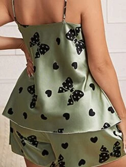 Women's Plus Size Pajamas Pajama Top And Pant Sets Butterfly Fashion Casual Soft Home Daily Bed Polyester Breathable Straps Sleeveless Strap Top Shorts Backless Summer Spring Green -Ladies Pajamas Store vnxntm1679049351152