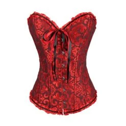 Corset Women's Plus Size Corsets Country Bavarian Overbust Corset Tummy Control Push Up Jacquard Abstract Flower Hook & Eye Lace Up Nylon Polyester / Cotton Christmas Halloween Wedding Party Birthday -Ladies Pajamas Store vqyitj1634556882997