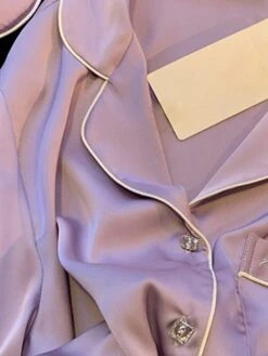 Women's Pajamas Sets Cat Letter Casual Comfort Soft Home Daily Bed Satin Breathable Lapel Long Sleeve Shirt Pant Button Pocket Fall Winter 8602#[Long Sleeve] 8101#[Long Sleeve] -Ladies Pajamas Store vrydzu1697161959341