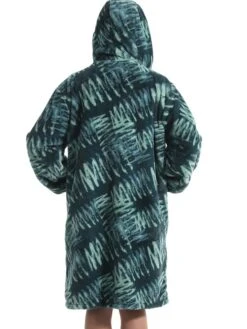Women's Robe Tie Dye Geometic Plush Casual Comfort Home Daily Bed Flannel Warm Breathable Hoodie Long Sleeve Pocket Fall Winter Green -Ladies Pajamas Store vtgsfy1695373710762
