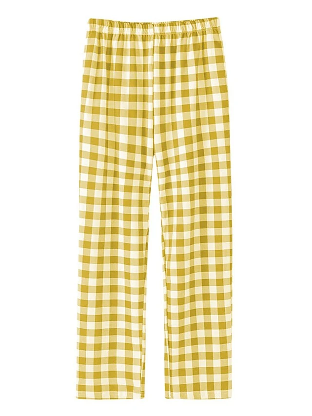 Women's Loungewear Pants Lounge Pants Grid / Plaid Simple Casual Soft Home Street Daily Cotton Breathable Long Pant Pant Elastic Waist Fall Winter Black Yellow 9 Women's Loungewear Pants Lounge Pants Grid / Plaid Simple Casual Soft Home Street Daily Cotton Breathable Long Pant Pant Elastic Waist Fall Winter Black Yellow - Image 7