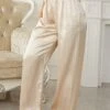 Women's Pajamas Pants Pajama Pant Pure Color Casual Comfort Soft Home Daily Bed Satin Breathable Spring Summer Lotus Pink Red -Ladies Pajamas Store wbqedd1673595360468
