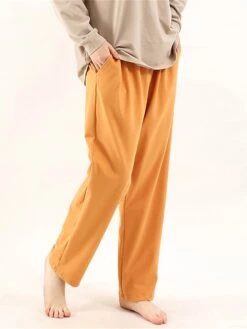 Women's Plus Size Cotton Lounge Pants Pure Color Fashion Casual Comfort Home Street Daily Cotton Warm Gift Pant Pocket Elastic Waist Fall Winter Elegant Black Ivory White