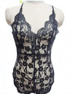 Women's Lace Backless Sexy Lingerie Sexy Bodies Nightwear - Spandex Solid Colored Sexy Lingerie Set Black / White / Red S M L -Ladies Pajamas Store wdjgno1697793495026