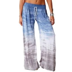 Women's Plus Size Pajamas Pants Nighty Pjs Tie Dye Comfort Party Home Daily Cotton Gift Long Pant Spring Summer Color Blue Green / Lace Up / Elastic Waistband -Ladies Pajamas Store wfczlo1622553702126