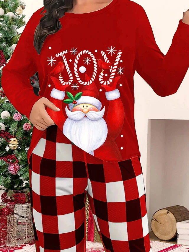 Women's Christmas Pajamas Top Star Santa Claus Warm Soft Christmas Spandex Fall Winter Black Red 3 Women's Christmas Pajamas Top Star Santa Claus Warm Soft Christmas Spandex Fall Winter Black Red