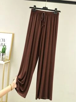 Women's Loungewear Pants Pure Color Casual Comfort Soft Home Daily Vacation Modal Breathable Long Pant Pant Elastic Waist Summer Fall Light Pink Black -Ladies Pajamas Store wgvezp1690277179053