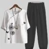 Women's 2 Piece Loungewear Sets Top And Pant Sets Butterfly Flower Fashion Casual Soft Home Daily Bed Polyester Breathable Crew Neck Half Sleeve T Shirt Tee Pant Summer Spring White 1 Women's 2 Piece Loungewear Sets Top And Pant Sets Butterfly Flower Fashion Casual Soft Home Daily Bed Polyester Breathable Crew Neck Half Sleeve T Shirt Tee Pant Summer Spring White -Ladies Pajamas Store whwdhr1678098691712