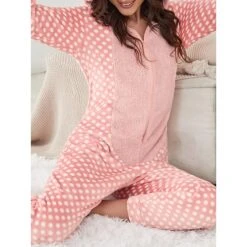 Women's Onesie Pajama Elk Warm Casual Christmas Daily Flannel Hoodie Long Sleeve Fall Winter Pink 7 Women's Onesie Pajama Elk Warm Casual Christmas Daily Flannel Hoodie Long Sleeve Fall Winter Pink -Ladies Pajamas Store wkvgpy1694766969638