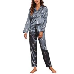Women's Pajamas Sets Pjs 2 Pieces Flower Simple Hot Comfort Party Home Daily Satin Lapel Long Sleeve Shirt Pant Elastic Waist Fall Spring 6003 6020 -Ladies Pajamas Store wltegi1693189267058