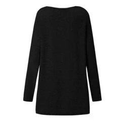 Women's Plus Size Loungewear Top Nighty Pure Color Basic Simple Comfort Home Daily Cotton V Wire Long Sleeve Pocket Spring Fall White Black -Ladies Pajamas Store wotoyc1663062482975