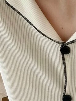 Women's Loungewear Sets Pure Color Fashion Comfort Soft Home Daily Bed Polyester Breathable Lapel Long Sleeve Pant Button Elastic Waist Fall Winter White Brown -Ladies Pajamas Store wqdwbg1692348332427