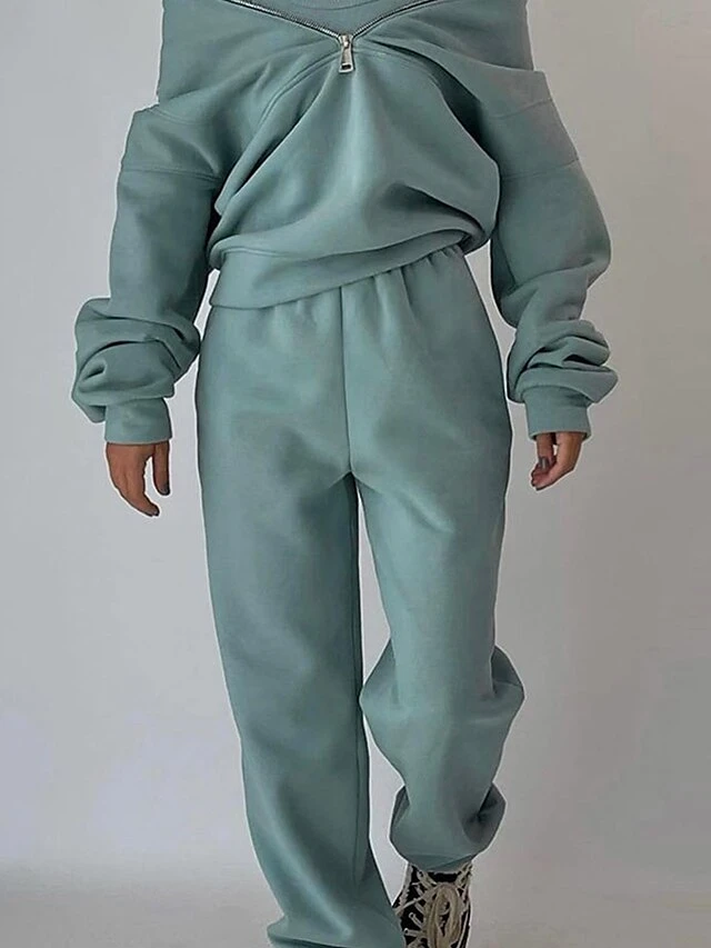 Women's Loungewear Sets Pure Color Warm Fashion Casual Street Daily Date Polyester Warm Breathable Stand Collar Long Sleeve Hoodie Pant Pocket Fall Winter Dark Brown Grass Green 12 Women's Loungewear Sets Pure Color Warm Fashion Casual Street Daily Date Polyester Warm Breathable Stand Collar Long Sleeve Hoodie Pant Pocket Fall Winter Dark Brown Grass Green - Image 10