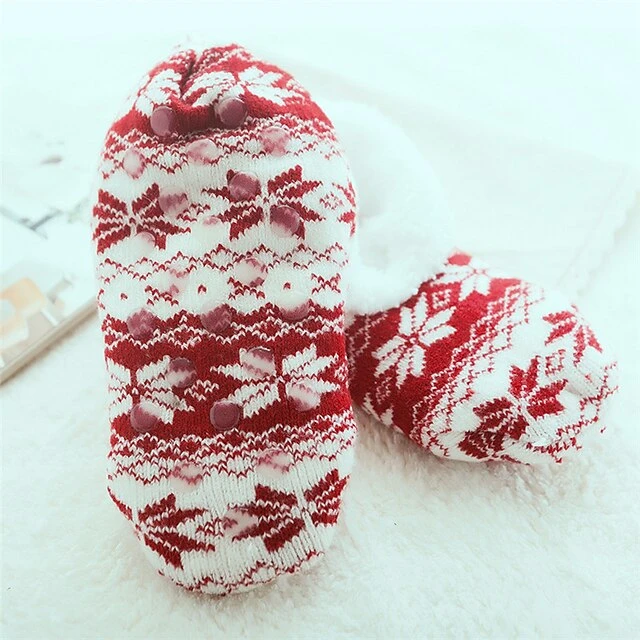 Women's Christmas Socks Snowflake Casual Comfort Home Fleece Warm Fall Winter Black Red 4 Women's Christmas Socks Snowflake Casual Comfort Home Fleece Warm Fall Winter Black Red - Image 2