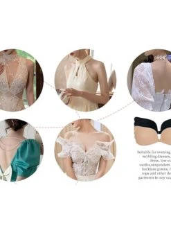 Women's Plus Size Bras & Bralettes Adhesive Bra Strapless 3/4 Cup Solid Color Micro-elastic Breathable Push Up Invisible Wedding Party Party & Evening Silica Gel 805-1 Skin Tone / 1 PC -Ladies Pajamas Store wxlueo1657087983776