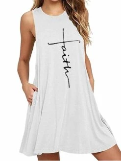 Women's Loungewear Nightshirt Dress Letter Fashion Casual Street Date Airport Cotton Blend Breathable Crew Neck Sleeveless Pocket Summer Spring Black White -Ladies Pajamas Store wystyr1679965951065
