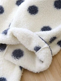 Women's Loungewear Sets Dot Fashion Comfort Soft Home Daily Bed Flannel Warm Breathable Crew Neck Long Sleeve Shirt Pant Button Pocket Fall Winter Black White -Ladies Pajamas Store wzdivp1692927381636