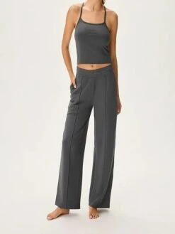 Women's Long Johns Pajama Pant Pure Color Warm Fashion Home Street Daily Cotton Comfort Pocket Elastic Waist Fall Winter Milky Black -Ladies Pajamas Store wzreep1693379800691