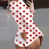 Women's Plus Size Pajamas Onesies Jumpsuits Nighty 1 PCS Heart Geometic Simple Fashion Comfort Home Bed Bamboo Warm Gift V Wire Long Sleeve Hole Print Fall Spring White Black