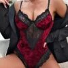 Women's Sexy Lingerie Teddies & Bodysuits 1 PCS Patchwork Hot Sweet Christmas Date Beach Polyester Straps Lace Backless Summer Spring Wine Green 1 Women's Sexy Lingerie Teddies & Bodysuits 1 PCS Patchwork Hot Sweet Christmas Date Beach Polyester Straps Lace Backless Summer Spring Wine Green -Ladies Pajamas Store xhvptm1637650439562