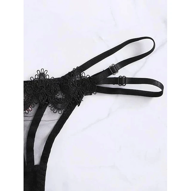 Women's Sexy Bodies Lingerie Set 2 Pieces Patchwork Pure Color Ultra Slim Hot See Through Bed Date Valentine's Day Lace Straps Transparent Hole Spring Summer Black / Hook & Eye / Soft 8 Women's Sexy Bodies Lingerie Set 2 Pieces Patchwork Pure Color Ultra Slim Hot See Through Bed Date Valentine's Day Lace Straps Transparent Hole Spring Summer Black / Hook & Eye / Soft - Image 6