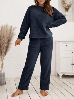 Women's Fuzzy Pajama Sets Pure Color Fashion Casual Soft Home Daily Bed Polyester Warm Breathable Crew Neck Long Sleeve Pant Fall Winter Black Pink 32 Women's Fuzzy Pajama Sets Pure Color Fashion Casual Soft Home Daily Bed Polyester Warm Breathable Crew Neck Long Sleeve Pant Fall Winter Black Pink -Ladies Pajamas Store xjuzlv1689581358435