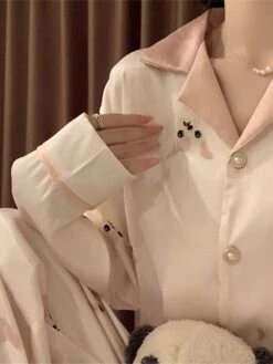 Women's Loungewear Sets 2 Pieces Dog Fashion Casual Comfort Street Daily Date Polyester Breathable Lapel Long Sleeve Pant Button Fall Winter Pink -Ladies Pajamas Store xmbbkr1692257116721