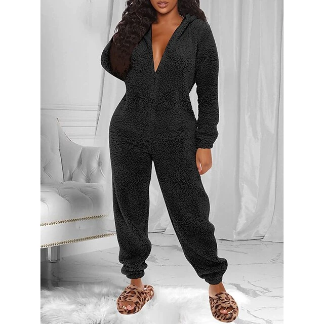 Women's Pajamas Jumpsuit Star Warm Fashion Casual Home Daily Bed Polyester Breathable Hoodie Long Sleeve Pocket Fall Winter Black White 18 Women's Pajamas Jumpsuit Star Warm Fashion Casual Home Daily Bed Polyester Breathable Hoodie Long Sleeve Pocket Fall Winter Black White - Image 16