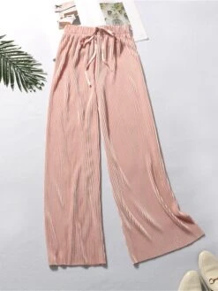 Women's Loungewear Pants Lounge Pants Pure Color Fashion Casual Comfort Home Daily Vacation Polyester Breathable Pant Elastic Waist Summer Spring Black Pink -Ladies Pajamas Store xugwdx1681275601336