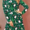 Women's Christmas Nightgown Xmas Nightshirt Dress Santa Claus Elk Casual Comfort Sweet Polyester Breathable Crew Neck Long Sleeve Fall Winter Green
