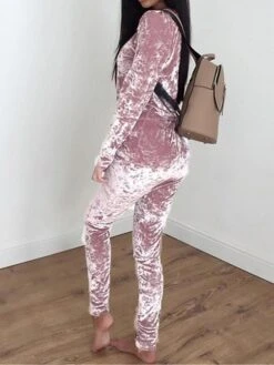 Women's Loungewear Sets Pure Color Fashion Comfort Soft Home Daily Bed Velvet Warm Breathable Crew Neck Long Sleeve Pullover Pant Fall Winter Silver Black -Ladies Pajamas Store xyfwrd1693986233834