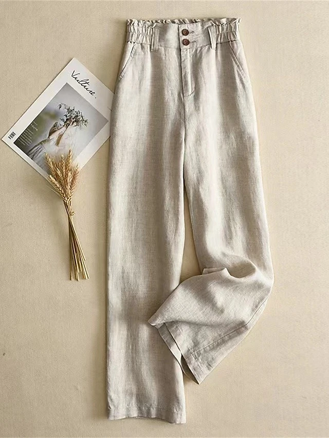 Women's Plus Size Loungewear Pants Pure Color Basic Casual Comfort Home Daily Vacation Cotton Breathable Pant Pocket Summer Spring Black White 3 Women's Plus Size Loungewear Pants Pure Color Basic Casual Comfort Home Daily Vacation Cotton Breathable Pant Pocket Summer Spring Black White