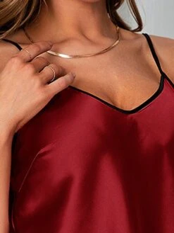 Women's Sexy Lingerie Sets Pure Color Hot Comfort Sweet Home Daily Bed Satin Breathable Straps Sleeveless Strap Top Shorts Backless Elastic Waist Summer Spring Pink Red -Ladies Pajamas Store ybclrm1680599074838