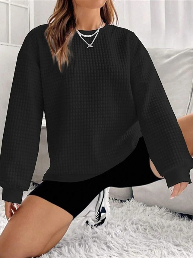 Women's Loungewear Top Pure Color Casual Comfort Soft Home Street Daily Polyester Breathable Crew Neck Long Sleeve Fall Winter Claret Black 10 Women's Loungewear Top Pure Color Casual Comfort Soft Home Street Daily Polyester Breathable Crew Neck Long Sleeve Fall Winter Claret Black - Image 8