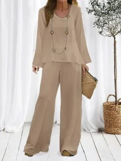 Women's Loungewear Sets Pure Color Fashion Comfort Soft Home Daily Bed Polyester Breathable Crew Neck Long Sleeve Pullover Pant Fall Winter Black White