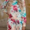 Women's Pajamas Sets Tie Dye Fashion Casual Home Daily Polyester Warm Breathable Crew Neck Long Sleeve Pullover Shorts Pocket Elastic Waist Summer Spring Photo Color -Ladies Pajamas Store ymeuwt1693467421312