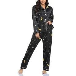 Women's Pajamas Sets Pjs 2 Pieces Flower Simple Hot Comfort Party Home Daily Satin Lapel Long Sleeve Shirt Pant Elastic Waist Fall Spring 6003 6020 -Ladies Pajamas Store ymrecj1665566654865
