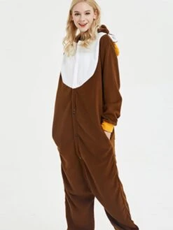 Women's Winter Hoodie Onesies Pajama For Adult Jumpsuits Animal Cartoon Comfort Funny Soft Home Christmas Daily Cotton Warm Hoodie Long Sleeve Pocket Winter Fall Yellow Brown / Pjs -Ladies Pajamas Store ynswem1665476335283