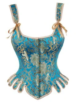 Corset Women's Corset Tops Party & Evening Club Black Blue Sexy Overbust Corset Hook & Eye Lace Up Retro Tummy Control Push Up Flower Fall Winter