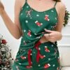 Women's Christmas Pajama Sets Snowflake Fashion Comfort Soft Home Daily Polyester Breathable Straps Sleeveless Strap Top Shorts Elastic Waist Summer Spring Green