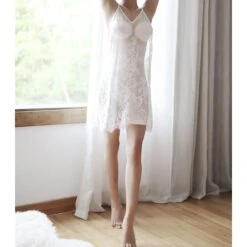 Women's Garters & Suspenders Chemises & Negligees Solid Colored Embroidered POLY Backless Mesh Spring & Summer Fall & Winter White Black / Lace / Spandex / Lace / Sexy -Ladies Pajamas Store ytneit1566887297490