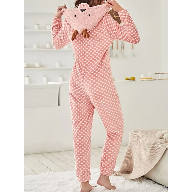 Women's Onesie Pajama Elk Warm Casual Christmas Daily Flannel Hoodie Long Sleeve Fall Winter Pink 6 Women's Onesie Pajama Elk Warm Casual Christmas Daily Flannel Hoodie Long Sleeve Fall Winter Pink - Image 4